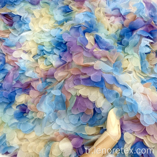 Gül çiçek örgü örgü top sürme işlemeli dantel kumaş